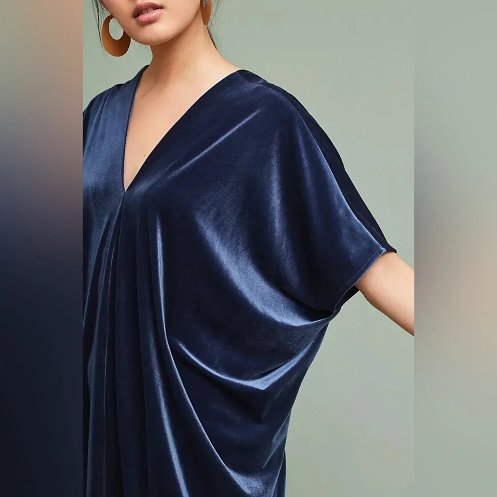 Corey Lynn Calter Anthropologie Blue Velvet Dress - Picture 2 of 7